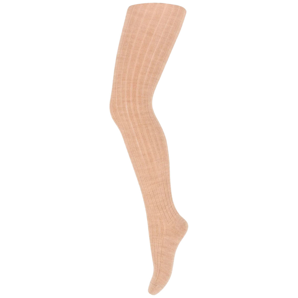 MP Denmark Wollen Maillot Beige Camel Melange met klassieke ribstructuur