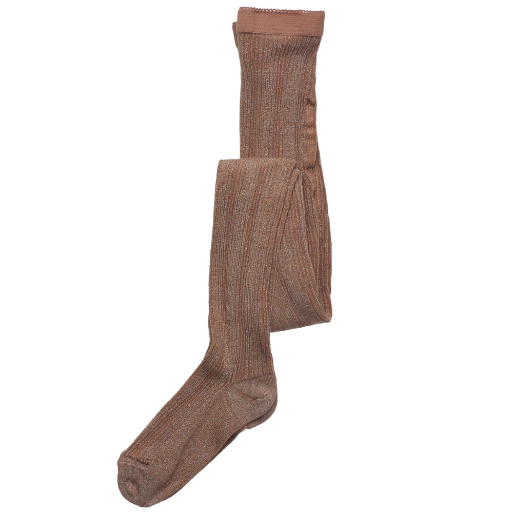 MP Denmark Glitter Maillot Celosia Bruin Maple Suger met ribstructuur en glittergaren.