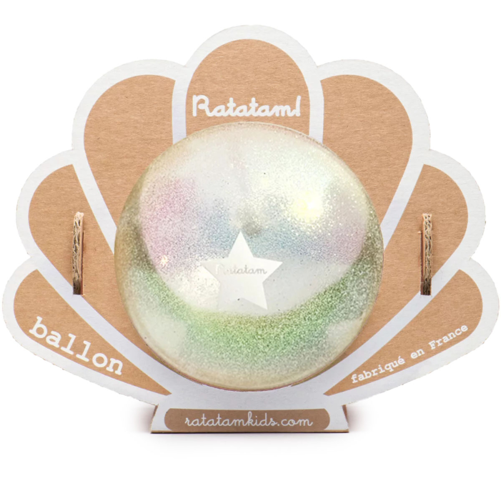Ratatam Bal Schelp Glitter Wit 10 Cm