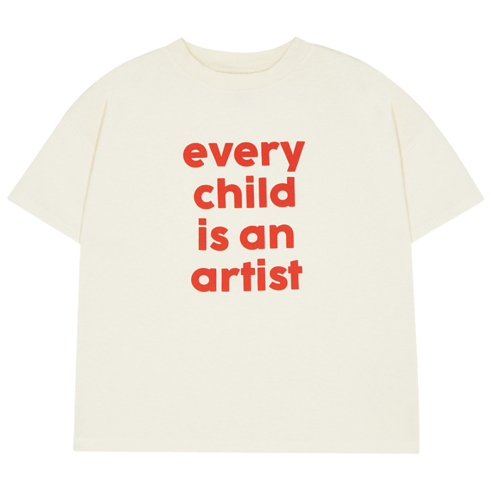 The Campamento T-shirt crème met Every Child Is An Artist tekstprint voor kinderen