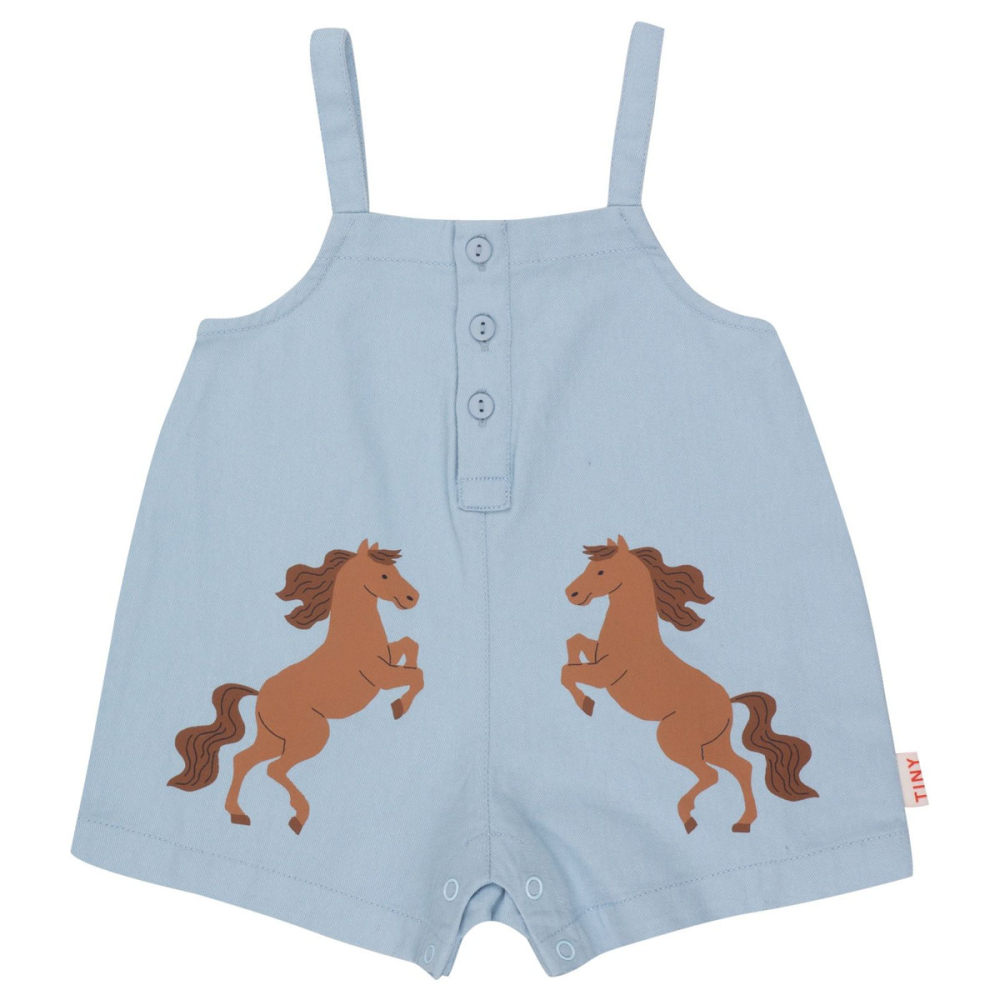 Tiny Cottons Tuinbroek Blauw Paardenprint