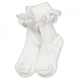 MP Denmark Sokken Rib met kanten rand Wit 10-57054-01