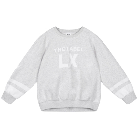 Alix Mini kids knitted sporty sweater super light grey melange The Label LX bij Pudilo