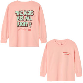 American Vintage kids shirt lange mouw roze met statement print