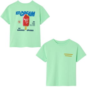 American Vintage T-shirt groen met Ice Cream print oversized fit