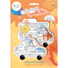 Ara Creative opblaasbare kleurplaat Brandweer & Politie met wielen en LED