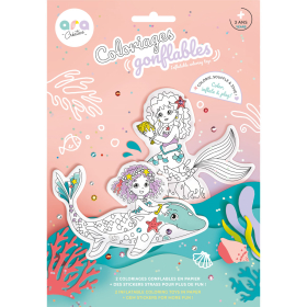 Ara Creative opblaasbare kleurplaat zeemeerminnen Creart Mermaids + Sticky Gems verpakking – creatief speelgoed vanaf 3 jaar