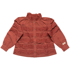 Baje Studio Blouse Rood Kant Hartjes Luen Red Maroon