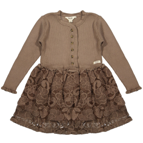 Baje Studio Jurk Bruin Bloemen Marieze Brown Cacao