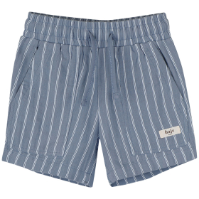 Baje Studio korte broek blauw/creme strepen mathieu blue stone jongens short met verticale strepen en elastische tailleband.