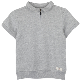 Baje Studio t-shirt grijs kraag en rits teba grijs melange