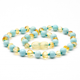 Barnsteen Ketting Lemon Licht Blauw