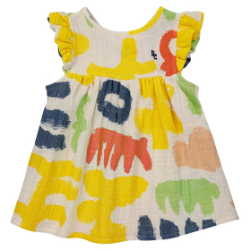 Bobo Choses Jurk Creme Gekleurde Vormenprint Baby
