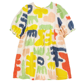 Bobo Choses Jurk Creme Gekleurde Vormenprint