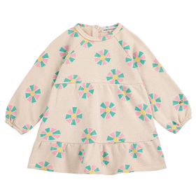 Bobo Choses Jurk Beige/Groen/Roze Kaleidoscoop