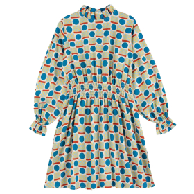 Bobo Choses Jurk Creme/Blauw/Rood Vormen