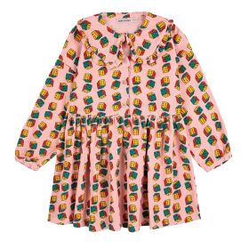 Bobo Choses Jurk Roze/Groen/Geel Dobbelstenen