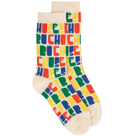 Bobo Choses sokken creme met gekleurde letterprint