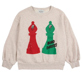 Bobo Choses Sweater Beige Schaakstenen