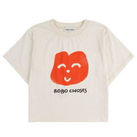 Bobo Choses T-shirt Creme/Rood Joyful Face