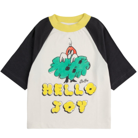 Bobo Choses T-shirt Zwart/Creme/Geel Hello Joy