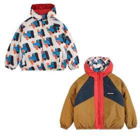 Bobo Choses Winterjas Bruin/Blauw/Rood Dubbelzijdig