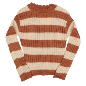 Búho Barcelona Gebreide Trui Beige/Bruin Strepenprint