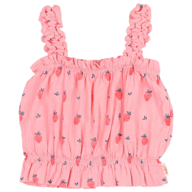 Buho Barcelona top roze aardbeienprint cropped
