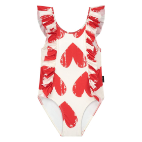 Daily Brat Badpak Creme/Rood Hartjes