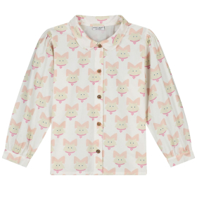 Daily Brat Blouse Creme/Roze Kitty Cat