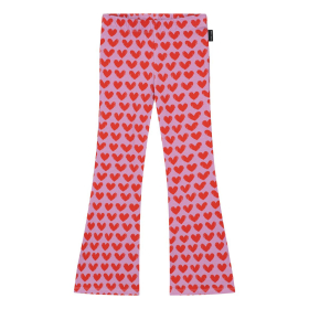 Daily Brat Flared Broek Paars/Rood Hartjes