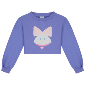 Daily Brat Sweater Paars Kitty Cat Cropped