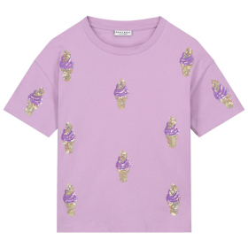 Daily Brat T-shirt Paars Ijsjes Pailletten