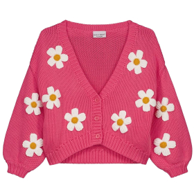 Daily Brat vest roze bloemen meisjes knitted cardigan