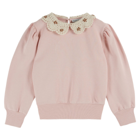 Emile Et Ida Sweater Roze/Creme Kraag Bloem