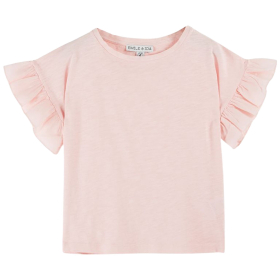 Emile et Ida T-shirt roze met ruffle mouwen Tee Shirt Jersey Flamme Macaron