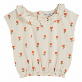 Emile Et Ida Top Creme/Rood Bloemen