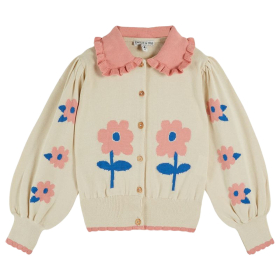 Emile et Ida vest creme/roze met bloemen