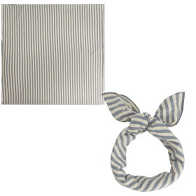 Gray Label swaddle 2-in-1 sjaal en haarband grijs crème strepen van zacht katoen met minimalistisch streeppatroon