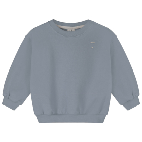 Gray Label baby sweater stone grey, achterkant, effen grijze sweatshirt met ribboorden en zachte stofstructuur