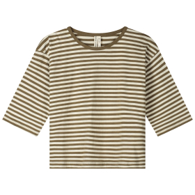 Gray Label T-shirt bruin/crème strepen Woody met ronde hals en wijde mouwen, gestreept T-shirt van biologisch katoen met minimalistisch design