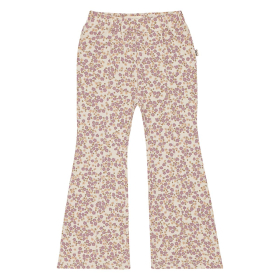 House Of Jamie Flared Broek Beige/Paars Bloemenprint