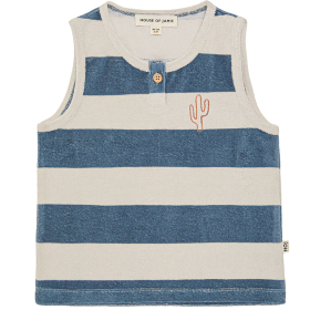 House Of Jamie Tanktop Creme/Blauw Strepen Badstof