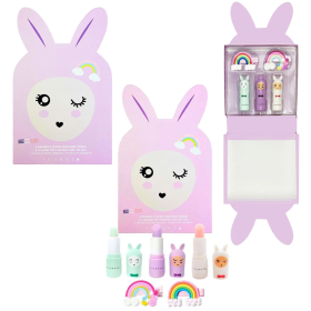 Inuwet Cadeauset Bunny 3 Stuks Lippenbalsem 2 Stuks Haarclipjes