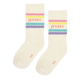 Jenest sokken creme/paars strepen jenest