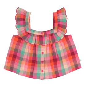 Jenest top roze/rood geruit