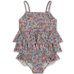 Konges Slojd Badpak Blauw/Rood Bloemenprint Rosie Blue