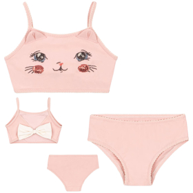 Konges Slojd bikini roze met kitty gezicht en pailletten