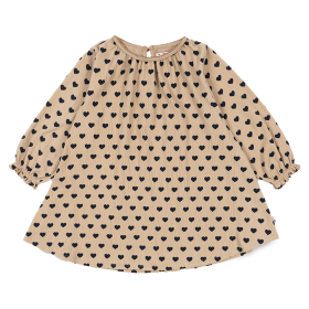 Konges Slojd Jurk Beige/Blauw Hartjes