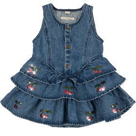 Konges Slojd Jurk Blauw Kersen Pailletten Denim